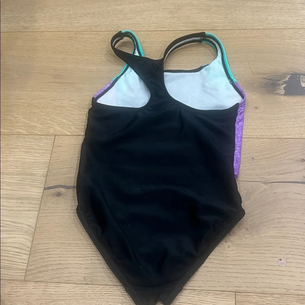 Speedo girls Black, Purple, and Teal One Piece Swimsuit